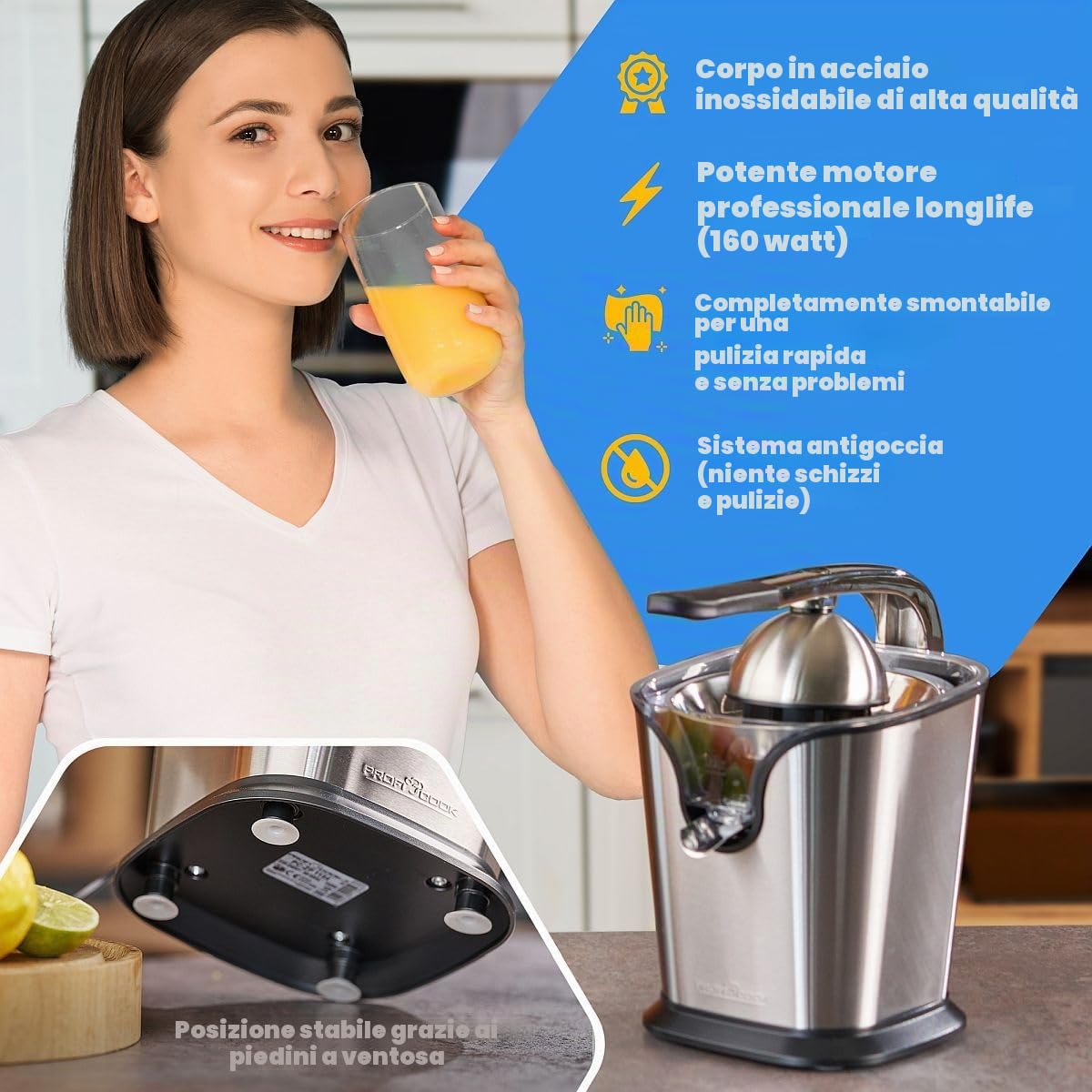 ProfiCook PC-ZP 1154 Estrattore di succo 160W Nero, Acciaio inossidabile