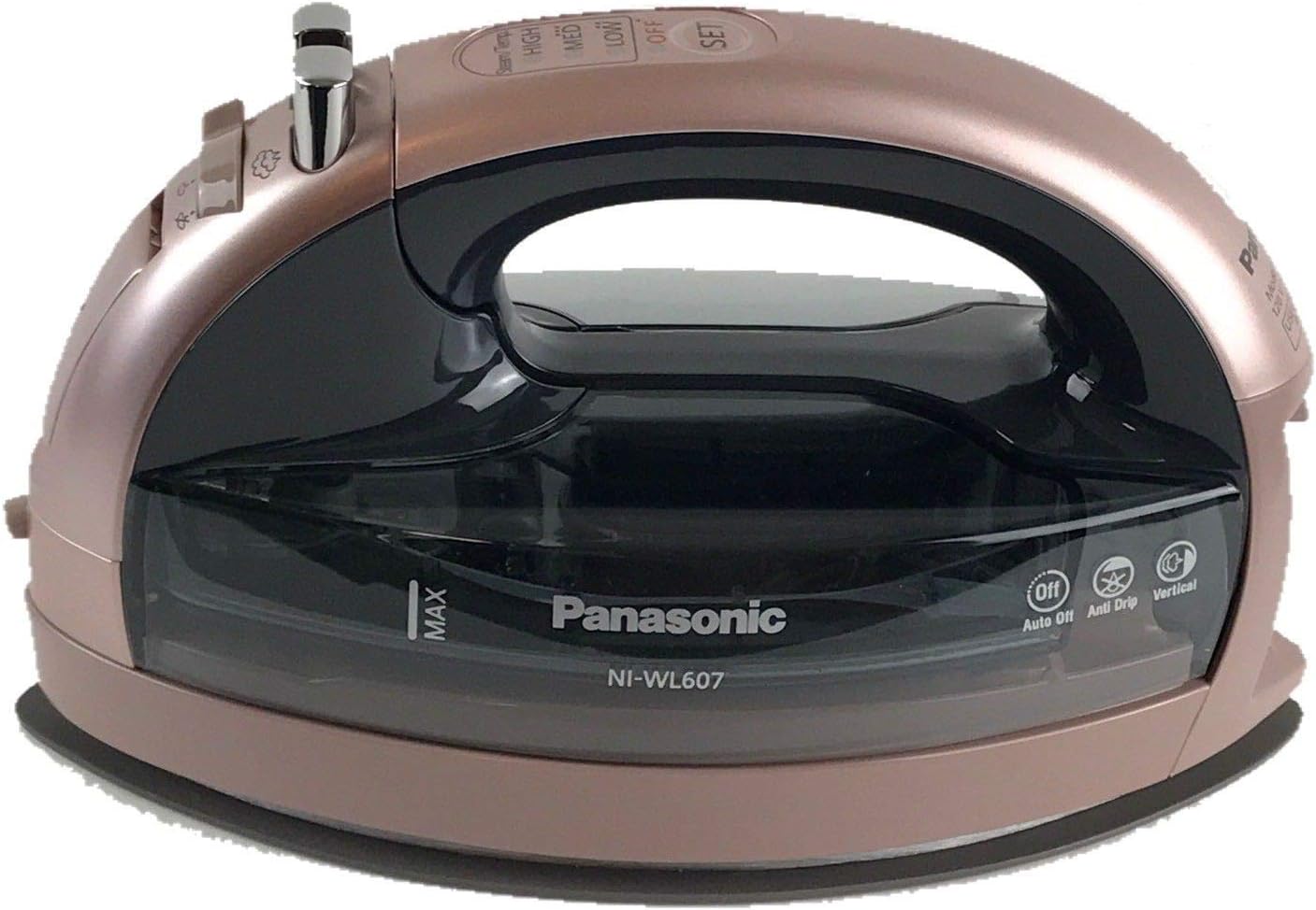 Panasonic Rose Gold 360 Freestyle Cordless Iron NI-WL607 - Portable Steamer for Clothes with Ceramic Charging Base, Vertical Steam Irons, Compact Heavy Duty Press Ironing Machine, 1500 Watts