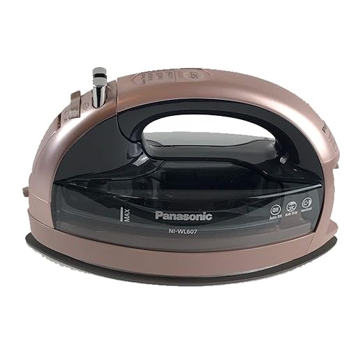 Panasonic Rose Gold 360 Freestyle Cordless Iron NI-WL607 - Portable Steamer for Clothes with Ceramic Charging Base, Vertical Steam Irons, Compact Heavy Duty Press Ironing Machine, 1500 Watts