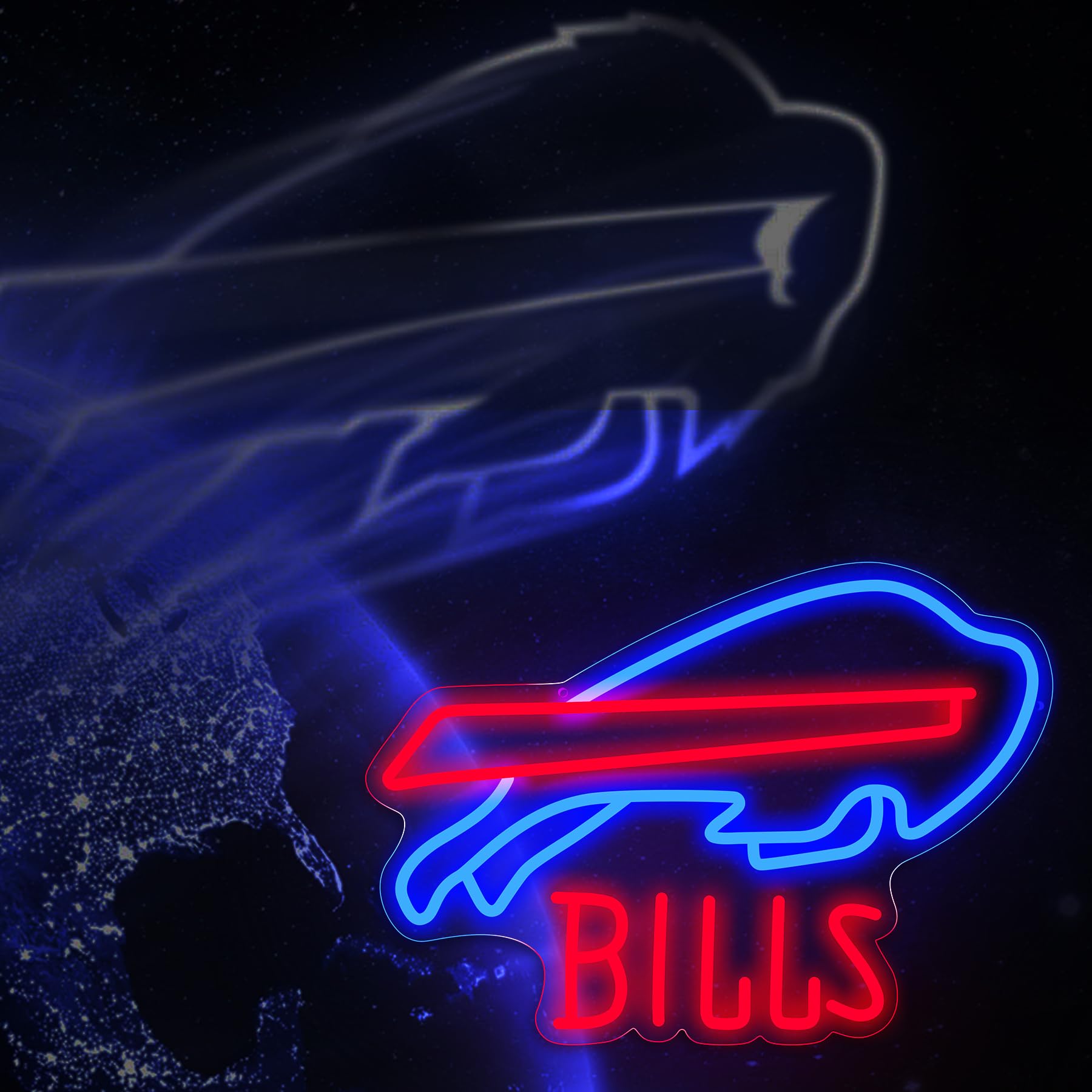 Buffalo Neon Signs Football LED Neon Lights Signs for Wall Decor USB Powered Sports Team Neon Wall Light Sign for Man Cave Beer Bar Pub Boys & Teens Room Decor