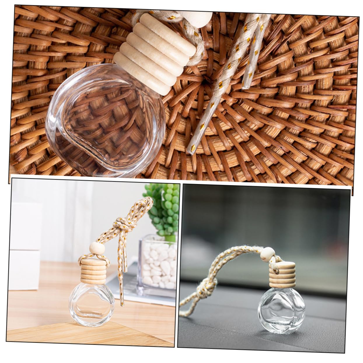 PRETYZOOM 5 Series Botella De Perfume Del Coche Colgante De Botella Difusora Ambientadora Botella Difusora De Coche Colgante Refillable Perfume Bottle Car Air Freshener Vidrio 10 Piezas X 5
