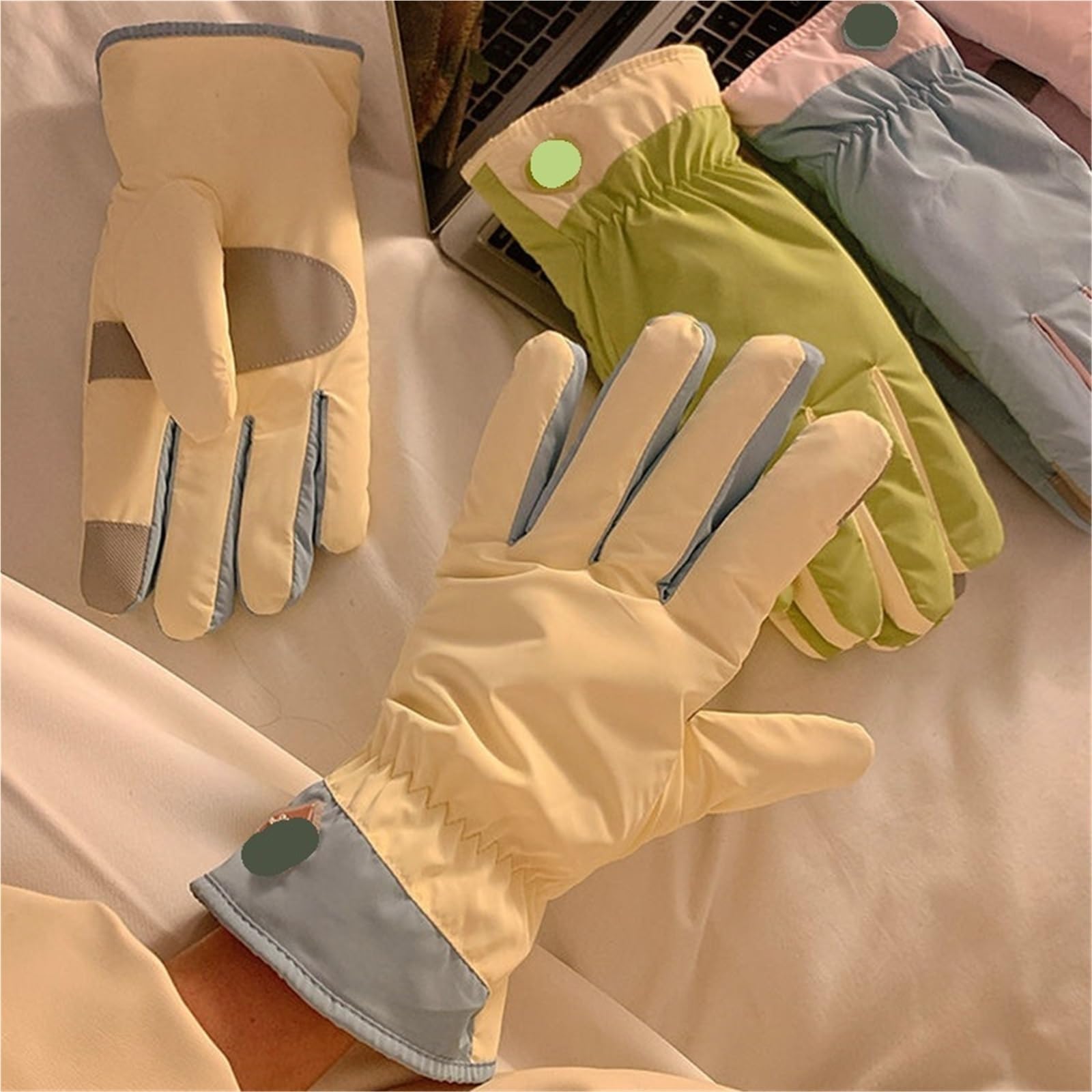 Guantes Ecuestres con Forro Polar Guantes de Snowboard cálidos Invierno, Resistentes al Viento, for Ciclismo Deportivo para EquitacióN