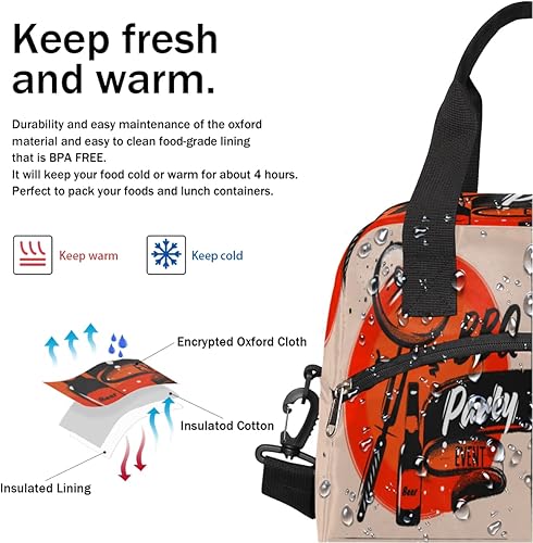 Miniatura 6 de Bolsa de almuerzo aislada para mujeres y hombres, con diseño de temática de barbacoa, grande, reutilizable, a prueba de fugas, bolsa de almuerzo con