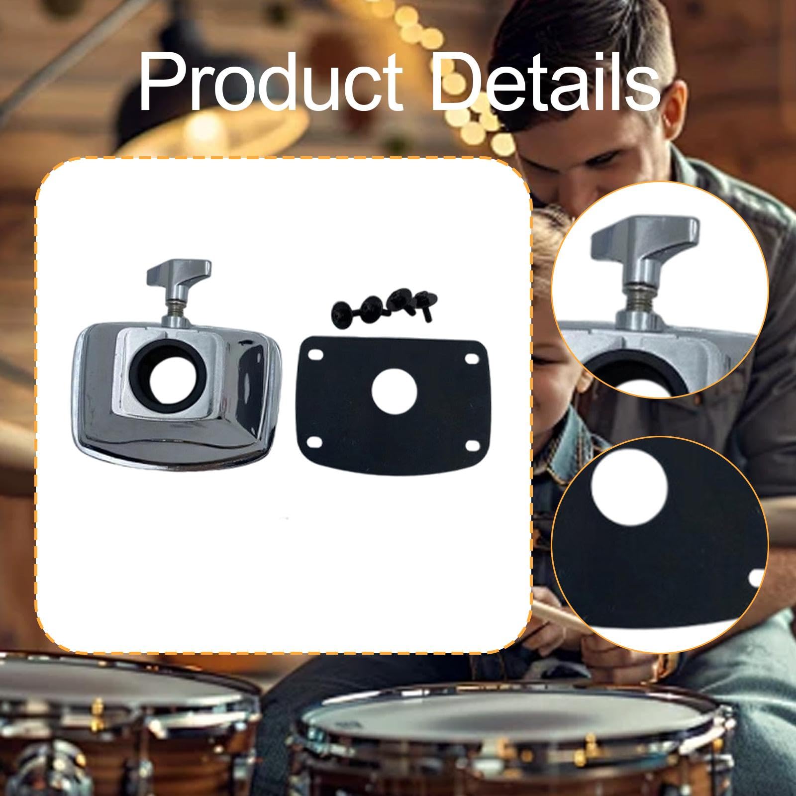 Generic Tom Cymbal Holder Clamp, Zinklegierung Tom Cymbal Holder, Clamp Bass Drum Tom Mount Bracket, Zinklegierung Schlagzeug-Halter, Metal Sturdy Instrument Parts Drum Holder Base Plate, 5cmx9cm