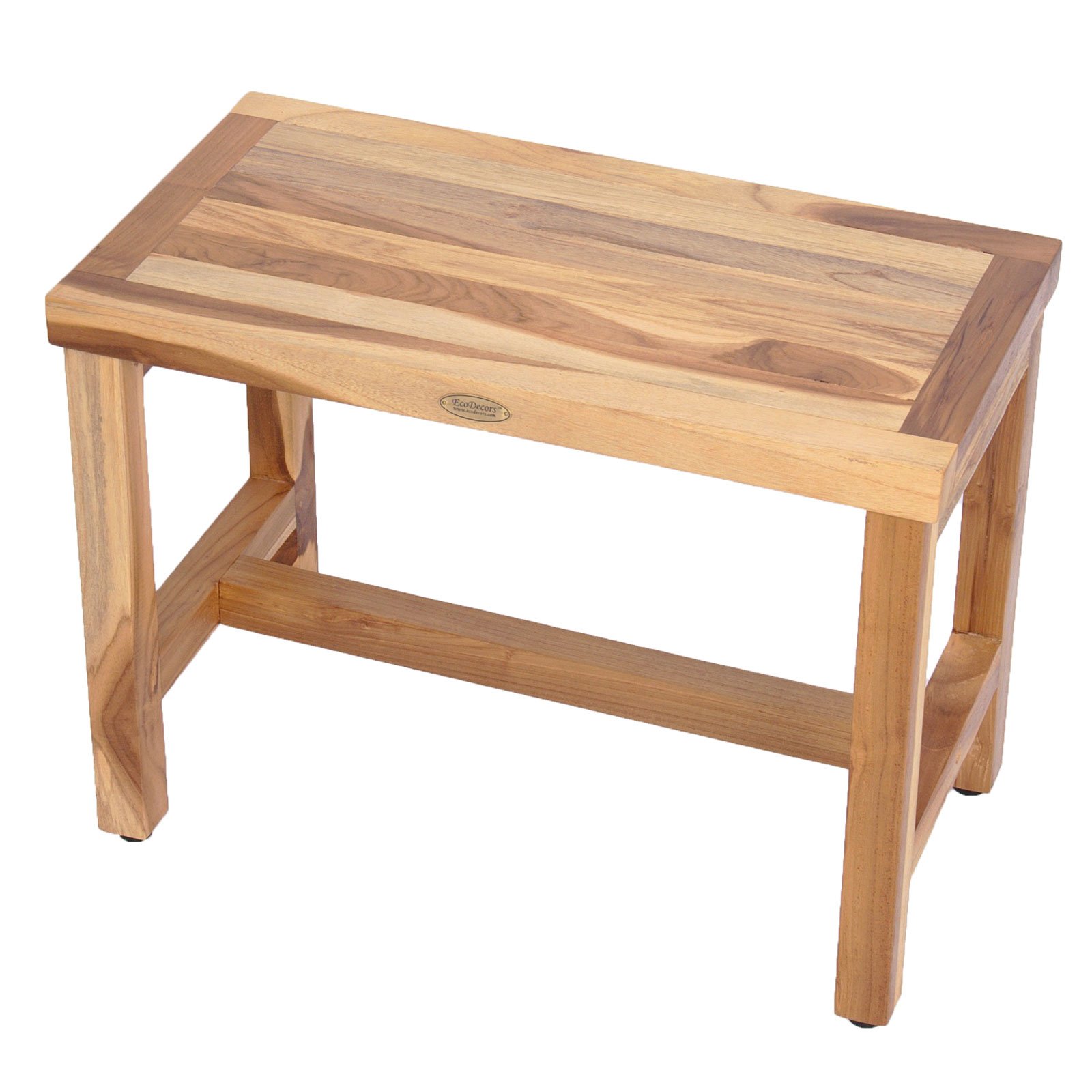 EcoDecors Eleganto 24? Wide Teak Shower Bench Shower Seat Hallway Bench Natural Teak Wood in Natural EarthyTeak Finish