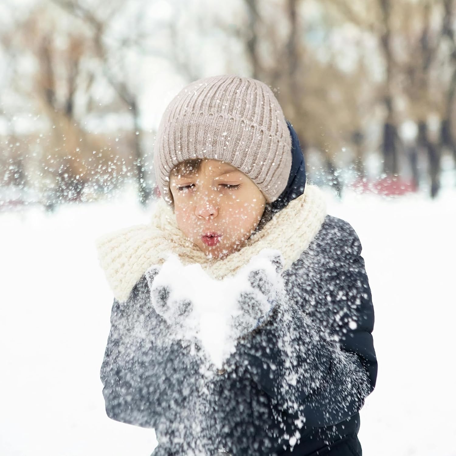 MIG4U Kids Beanie Hat Wool Knitted Warm Fleece Lined, Soft Coral Thick Cuffed Winter Hat Beanie Cap for Cold Weather - Image 8