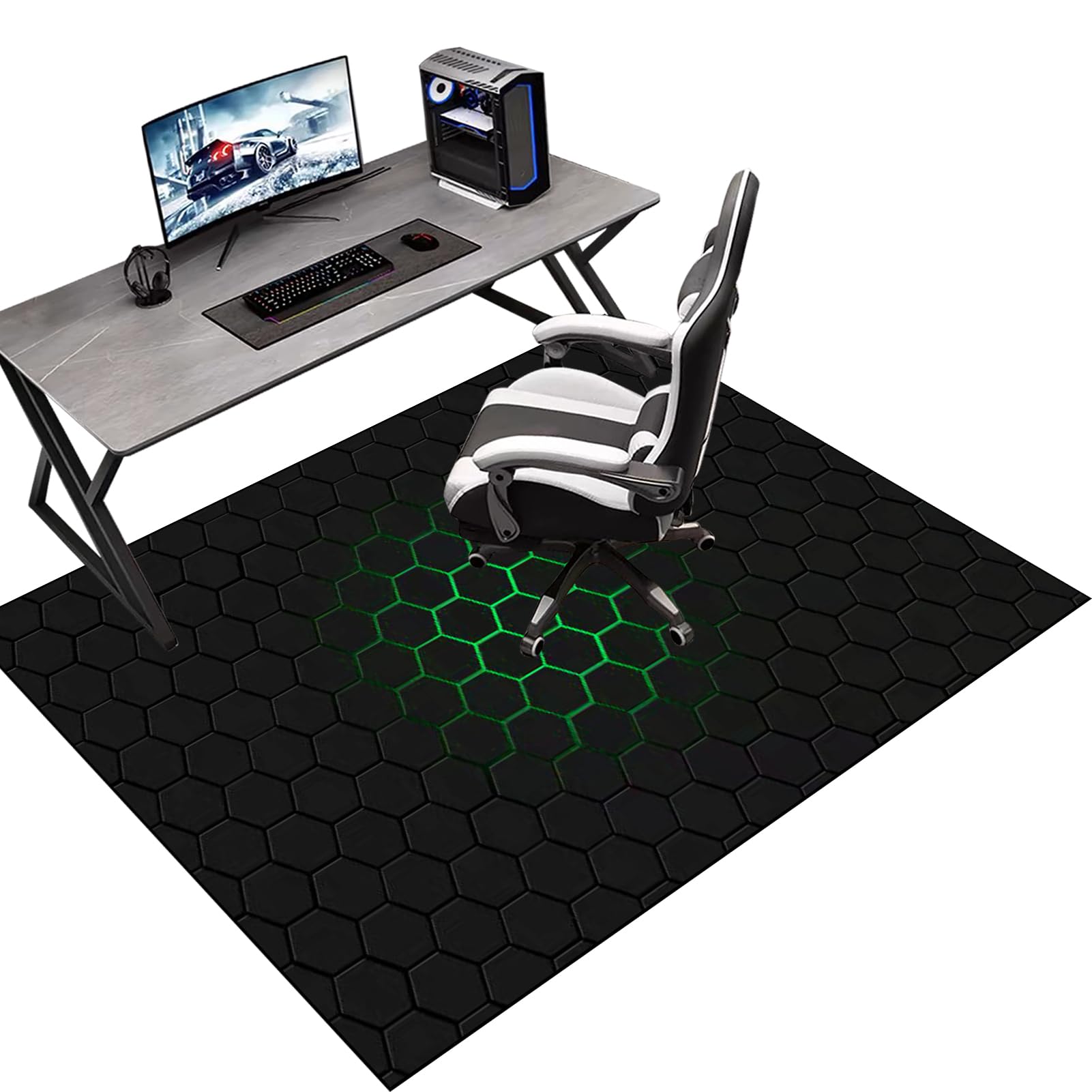 Protective Floor Protector Mat, Office Chair Mat for Carpeted Floor, Gaming Chair Mat Non-Slip, Chair Mat Carpet Protector for Low Pile Carpets, Floor Mat for Computer Desk Chairs 150 x 180 cm