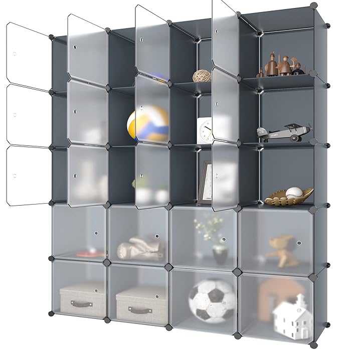 Buy SimpleWise Cube Storage Organizer 20, Storage Cubes with Doors Closet Organizer DIY Plastic