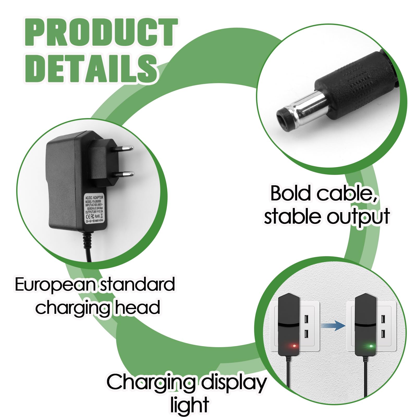 Alimentatore 26V 0,5A Per Aspirapolvere Hoover H-Free 100-800 E Freedom – Cavo 1,8m, Compatibile Modelli FD22