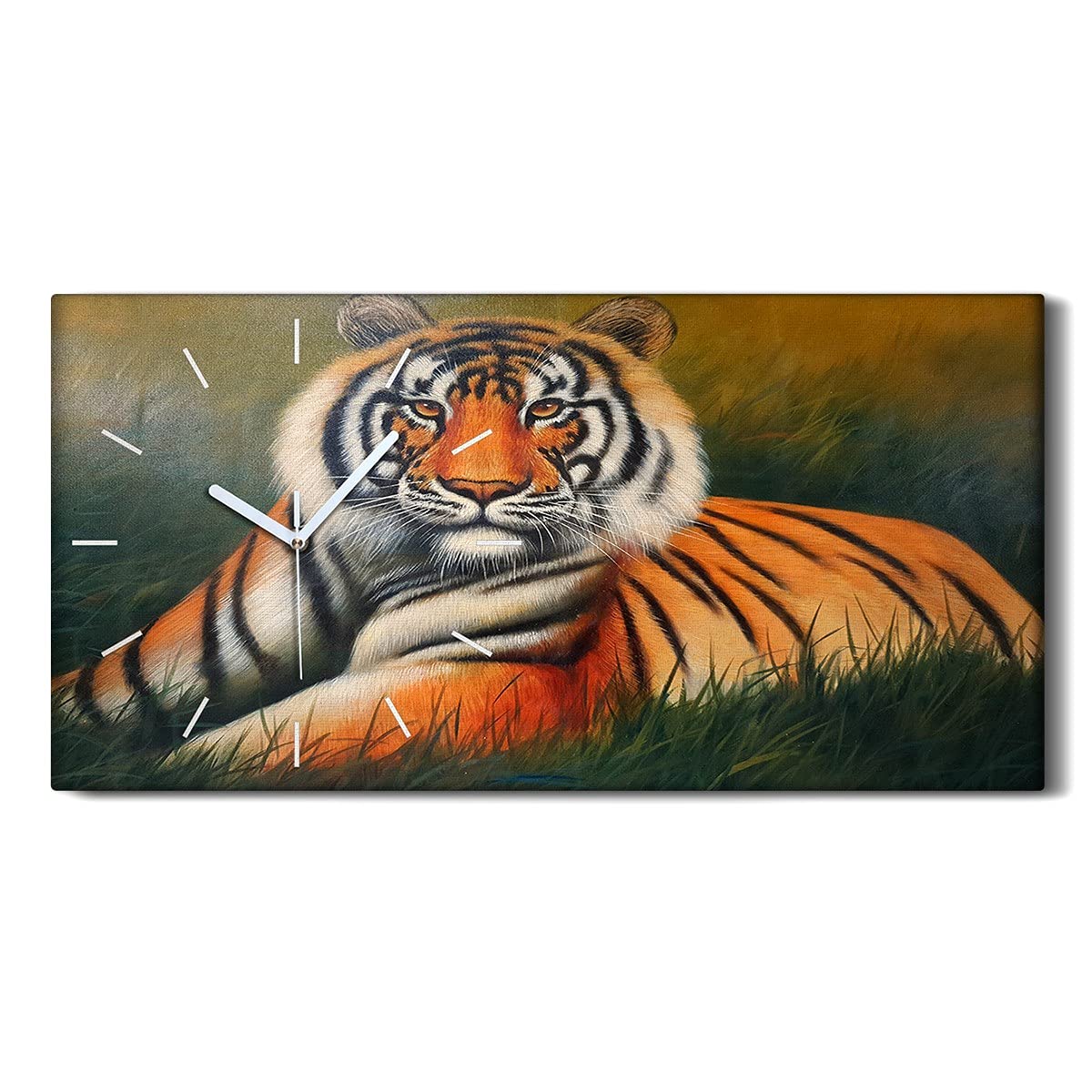 Horloge sur Toile Tigre du Bengale 60x30cm Art Moderne Salon