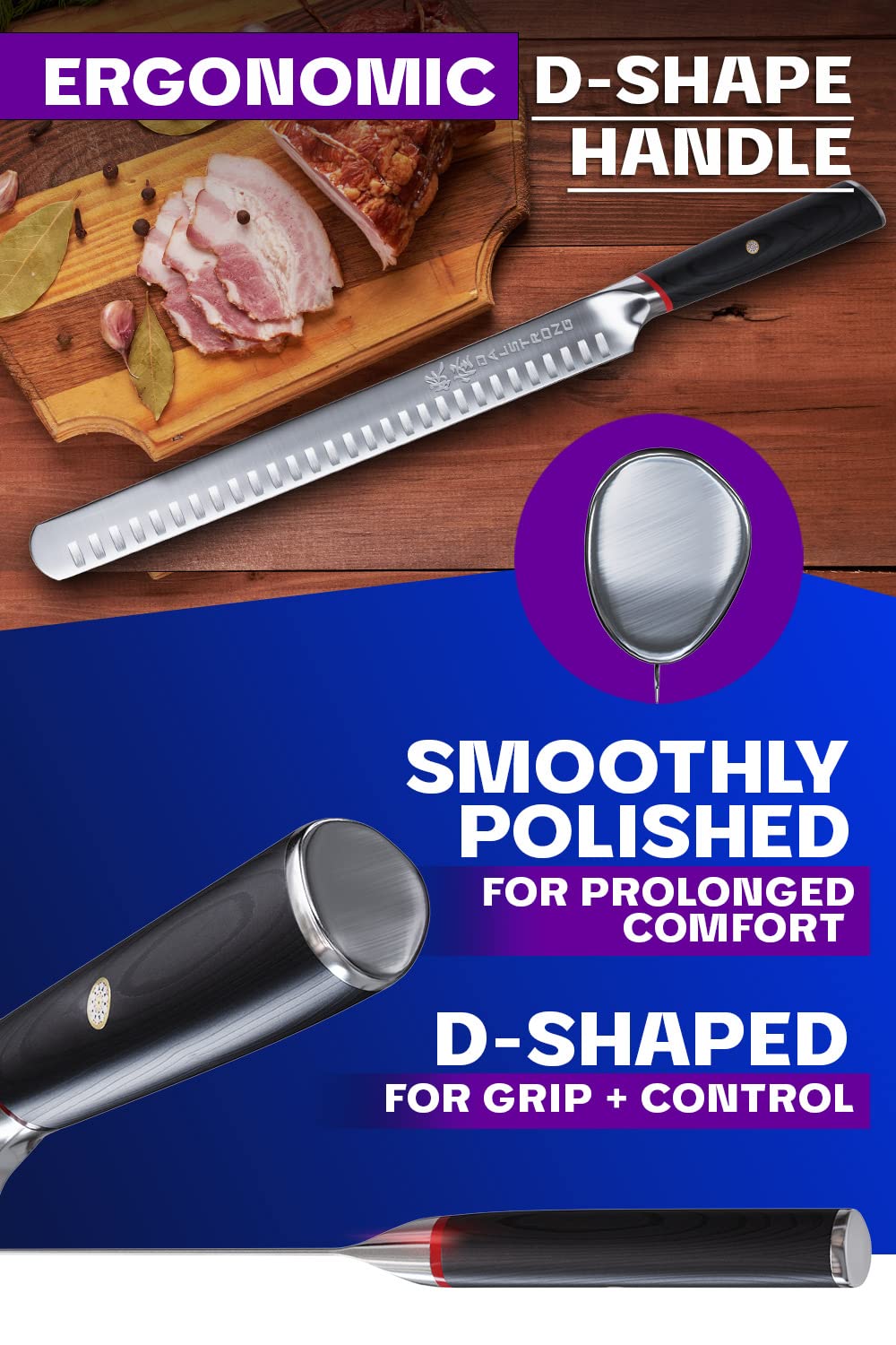 Dalstrong Slicing & Carving Knife - 12 inch Slicer - Phantom Series - Japanese High-Carbon AUS8 Steel - Pakkawood Handle - Kitchen Knife - Brisket Knife - Sheath Included — Amazon image 5