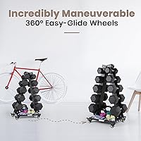 Vista 5 de LIONSCOOL Premium Solid Steel Dumbbell Rack Stand Only, A-Frame Portable Weight Storage Organizer with Optional Tray and Wheels, Perfect for Home