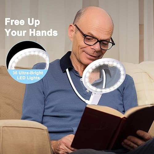 Miniatura 26 de Lupa con 30 luces LED, 10 x 20 x 45 X, lupa iluminada de mano con 1 luz UV para lectura, inspección, monedas, joyas, lupa de luz de exploración