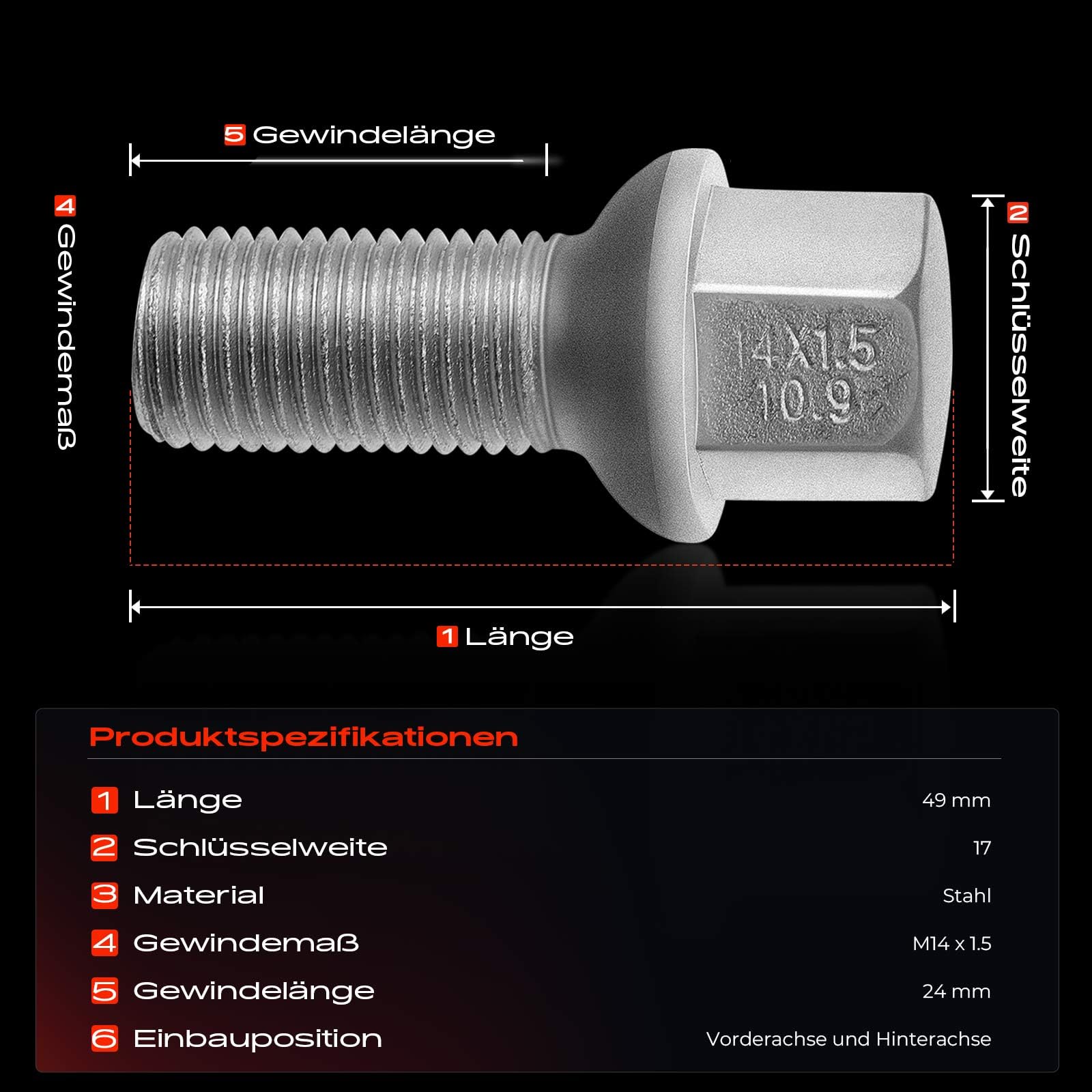 Frankberg 20x Radbolzen Radschraube Kompatibel mit A,B,C,E,M,S,R,GL,GLA,GLK-Klasse CLA CLK CLS 1998-2019 0009904907