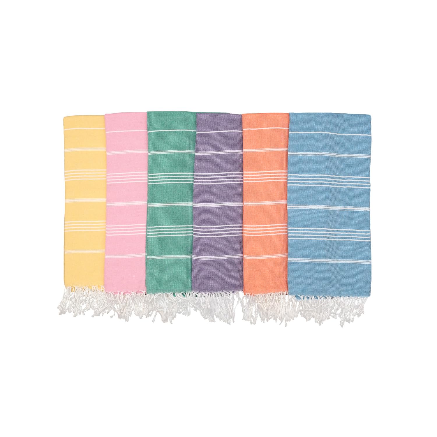 PADISHAHHOME Oversized Turkish Beach Towel 38’’x71’’ - Set of 6 | 100% Turkish Cotton Lightweight Sand Free Quick Dry Pool Towels | Extra Large Bath