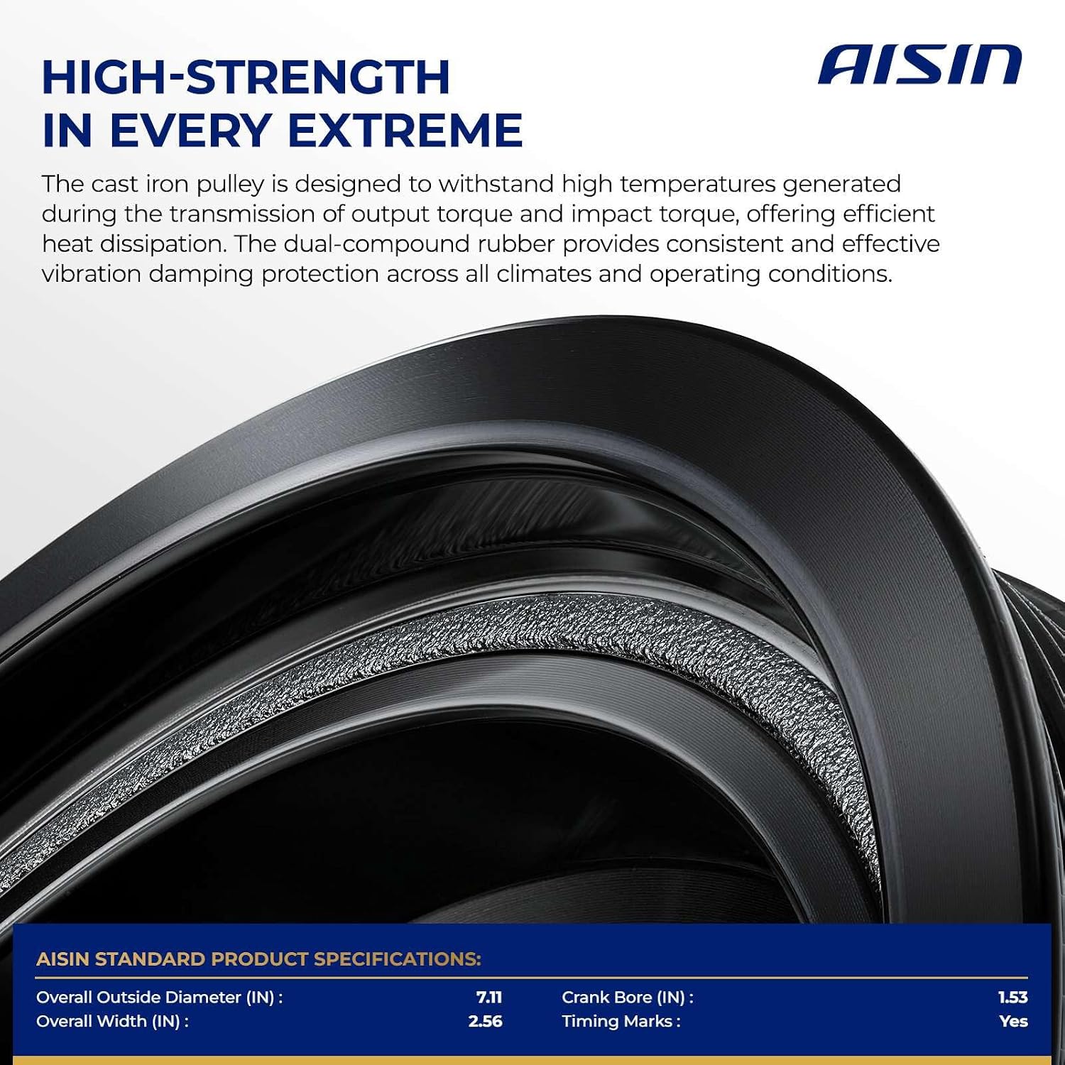 AISIN AFTERMARKET PDACH-00062 Harmonic Balancer - Compatible with Chrysler Town & Country, Jeep Grand Cherokee, Dodge Ram 1500 2500, Ramcharger, Ram 3500 Van, Charger, Durango, Dart - 3.9L 5.2L 5.6L