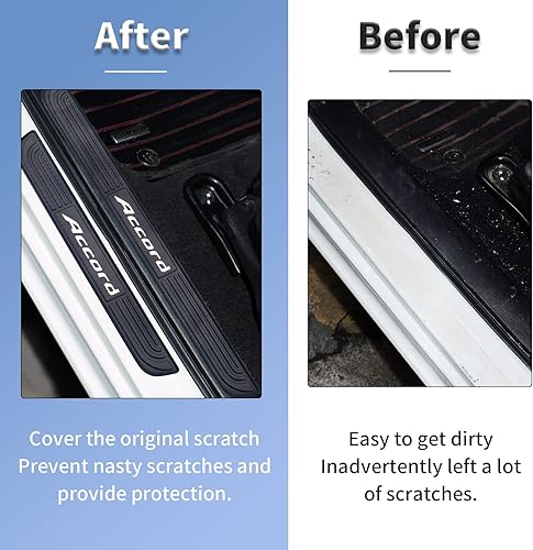 Miniatura 7 de HA01 - Juego de 4 protectores de placa de umbral de puerta de automóvil  Protector de placa de desgaste para umbral de puerta delanteratrasera,