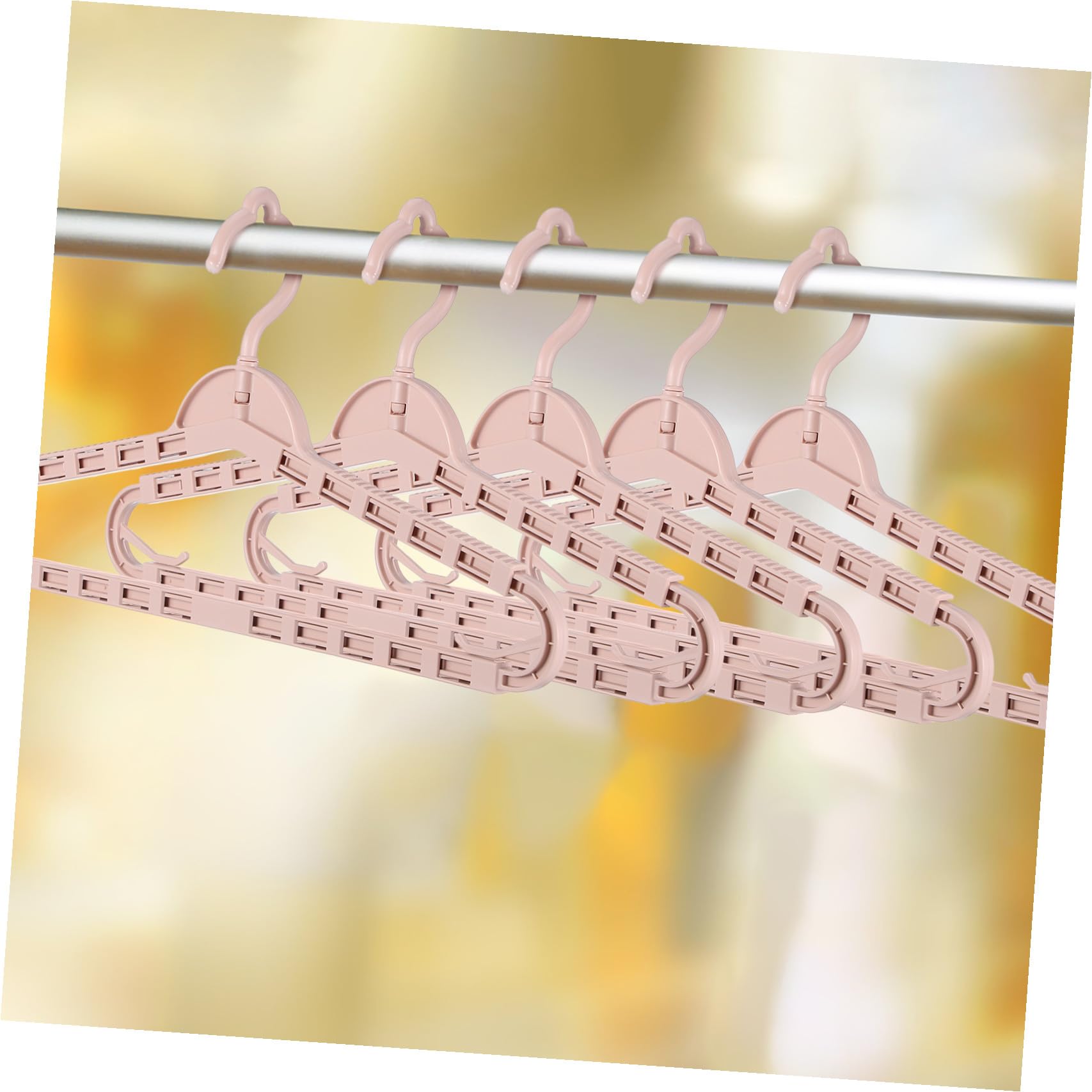 Perchas Retráctiles y Diseño Elegante Estructura Resistente Juego de 8 en Color Rosa Ideales para Organizar Armarios para Ropa de PP en Casa