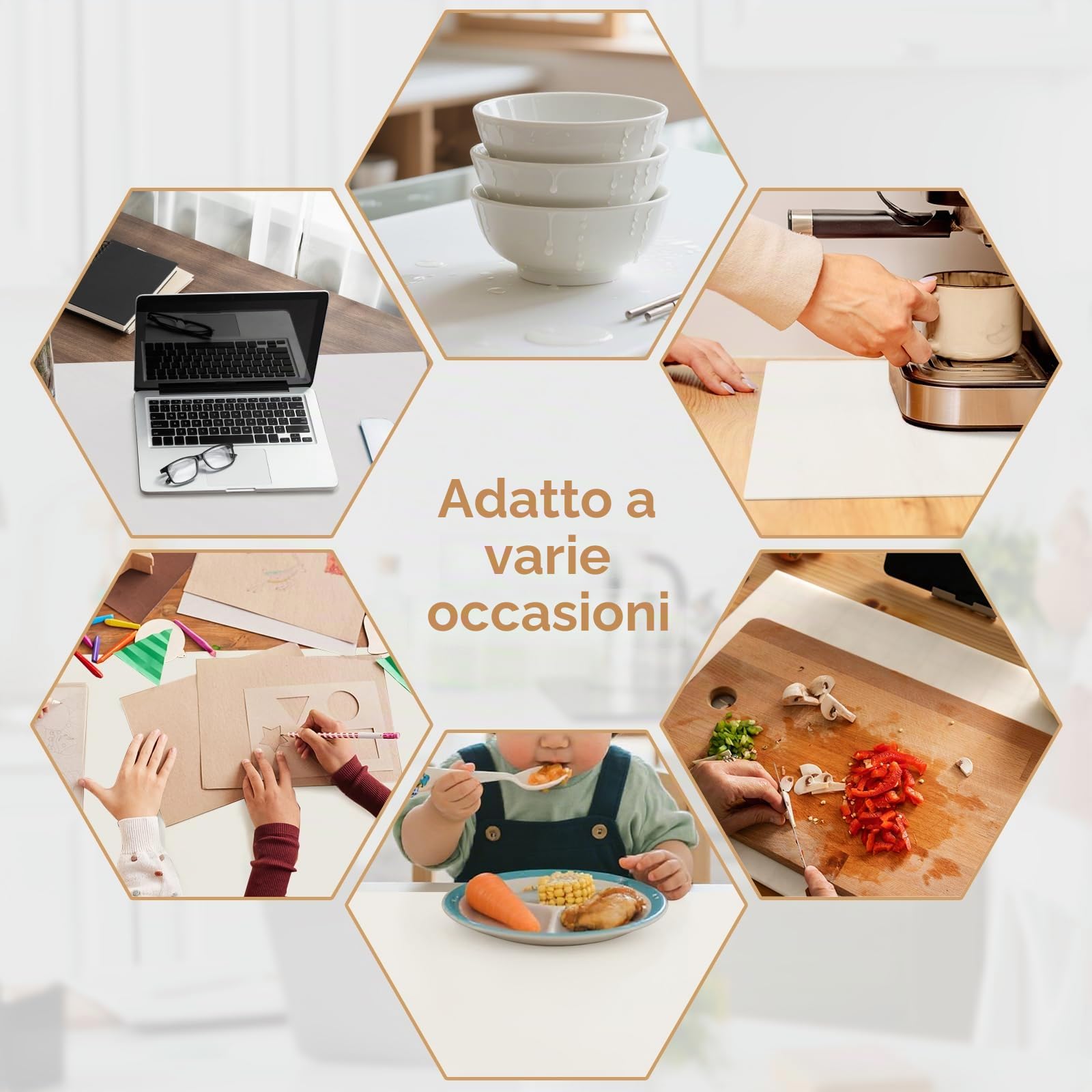 Toski Tappetino Silicone, 60x40 cm Sottopentola Silicone, Impermeabile e Antiscivolo Tappeto Scrivania, Tappetino Macchina Caffe, Tappetini Resistente al Calore per Piano di Lavoro Cucina, Bianco
