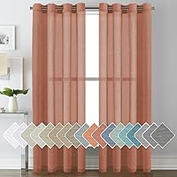 Vista 23 de H.VERESAILTEX - Cortinas de lino natural mezclado con 2 paneles semi transparentes de lino texturizado para sala de estar/dormitorio filtrado