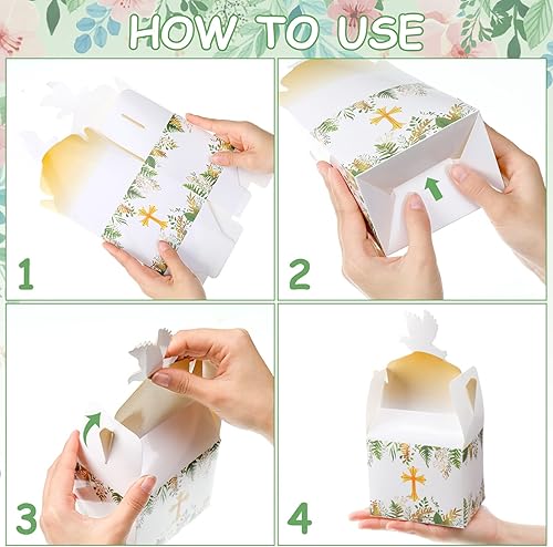 Miniatura 3 de Geyee 48 cajas de dulces para fiestas religiosas, decoraciones de bautismo, regalos de bautismo, regalos de bautismo, cajas de dulces para bautizo,