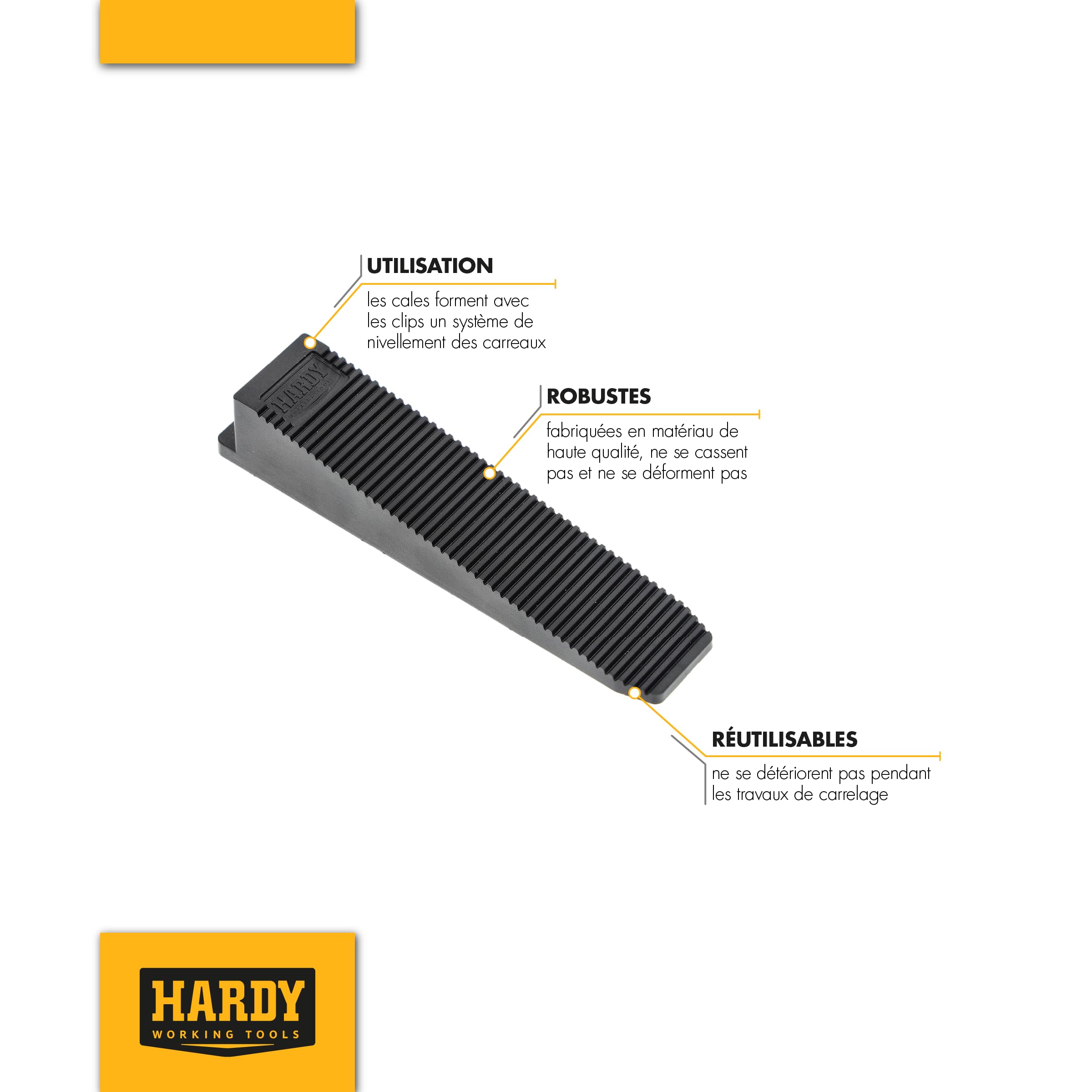 Hardy Working Tools - Système de nivellement pour carrelage 150 pièces, 2 mm - Kit de pose comprenant 50 cales et 100 clips