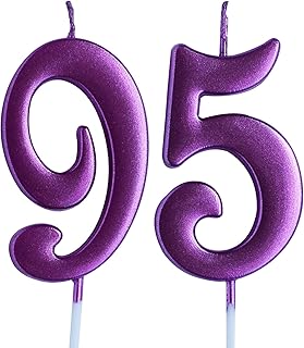 Pink 95th Birthday Candle, Number 95 Years Old Candles Cake Topper, Woman Party Decorations, Supplies