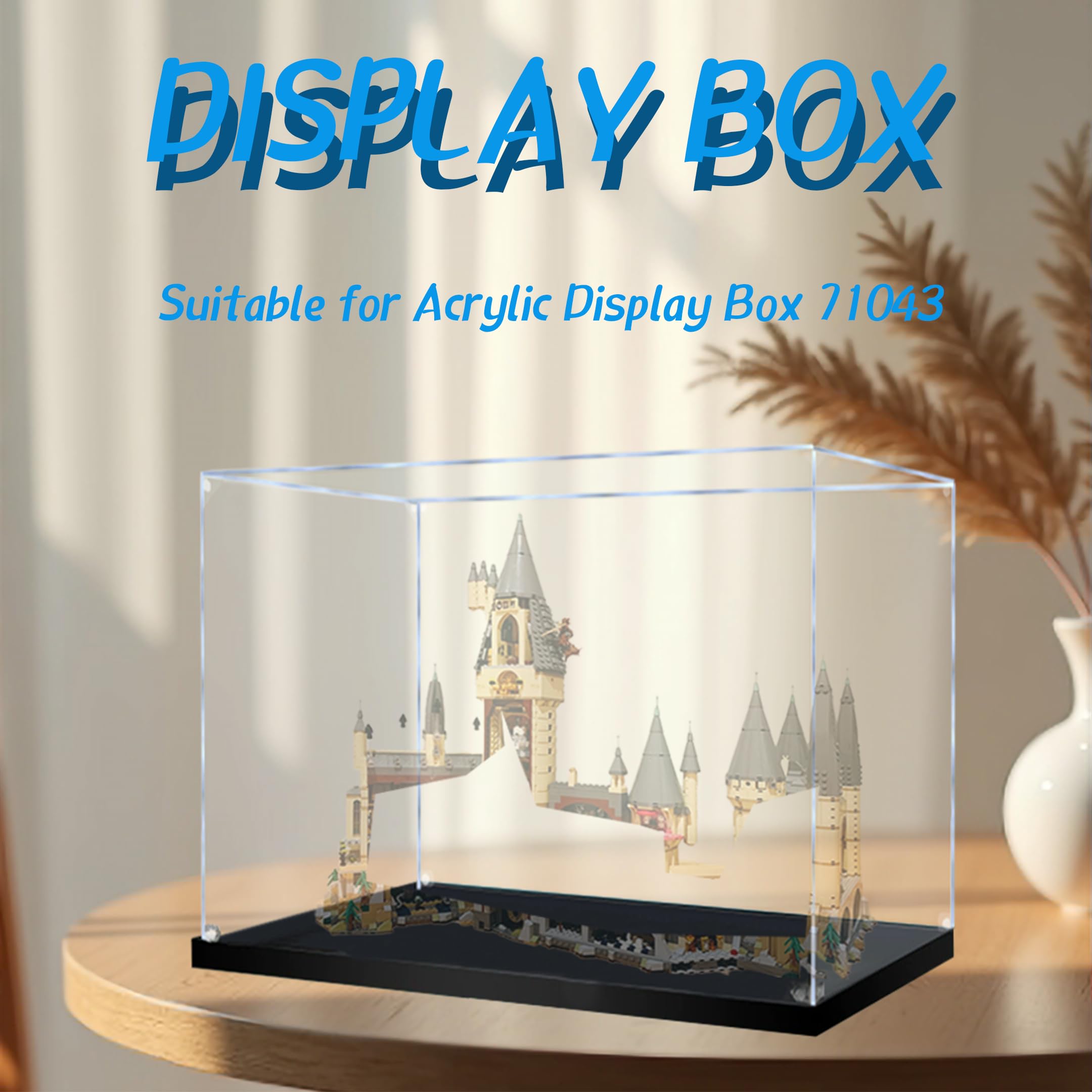 Acryl-Vitrine für Lego 71043 Schloss-Bauset, staubdichte transparente Box, Vitrine – nur Vitrine, Schaukasten kompatibel mit Lego 71043 (3 mm, schwarzer Sockel)