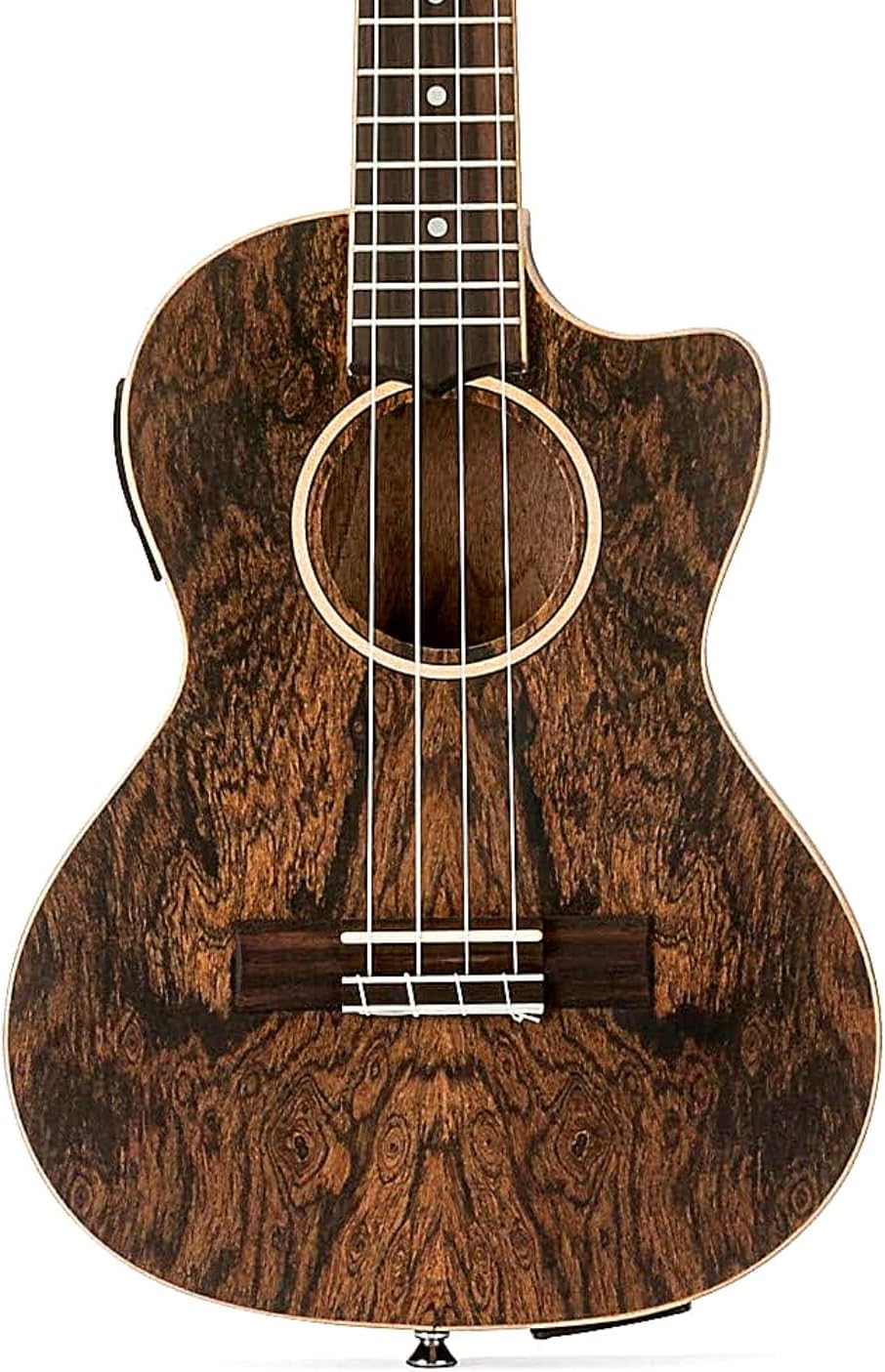 Lanikai 4 String Ukulele, Tenor Thin Line Cutaway Acoustic Electric Ukulele with Bocote Body (FB-CETT)