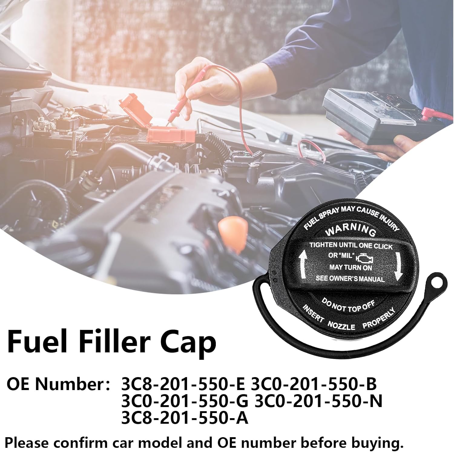 Fuel Cap for Volkswagen CC Eos Passat Tiguan Replace 3C8-201-550-E 3C0-201-550-B 3C0-201-550-G 3C0-201-550-N 3C8-201-550-A