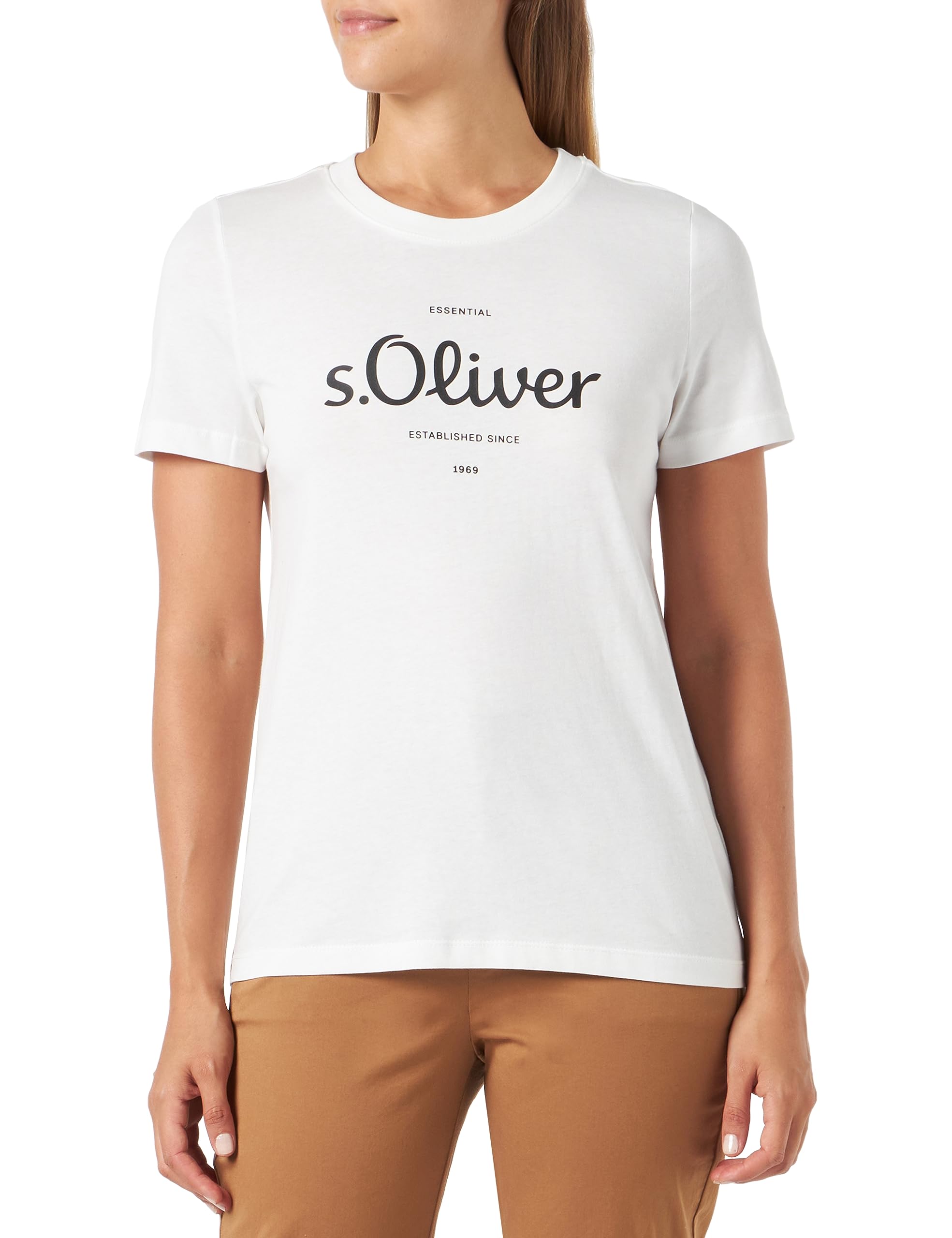 S.Oliver Damen T-Shirt – Viskose, Mit Schleife, Regular Fit, Femininer Alltagslook