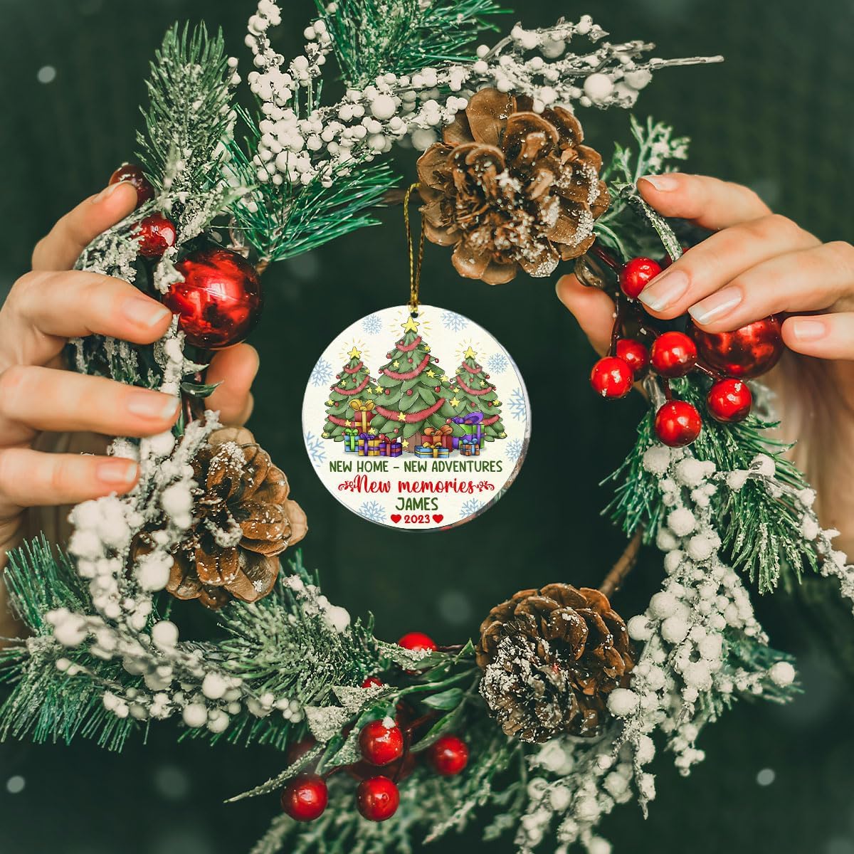 パーソナライズされたクリスマスオーナメント ホームオーナメント カスタムネーム 面白い新築祝いギフト 男性 新居 女性 カップル 友