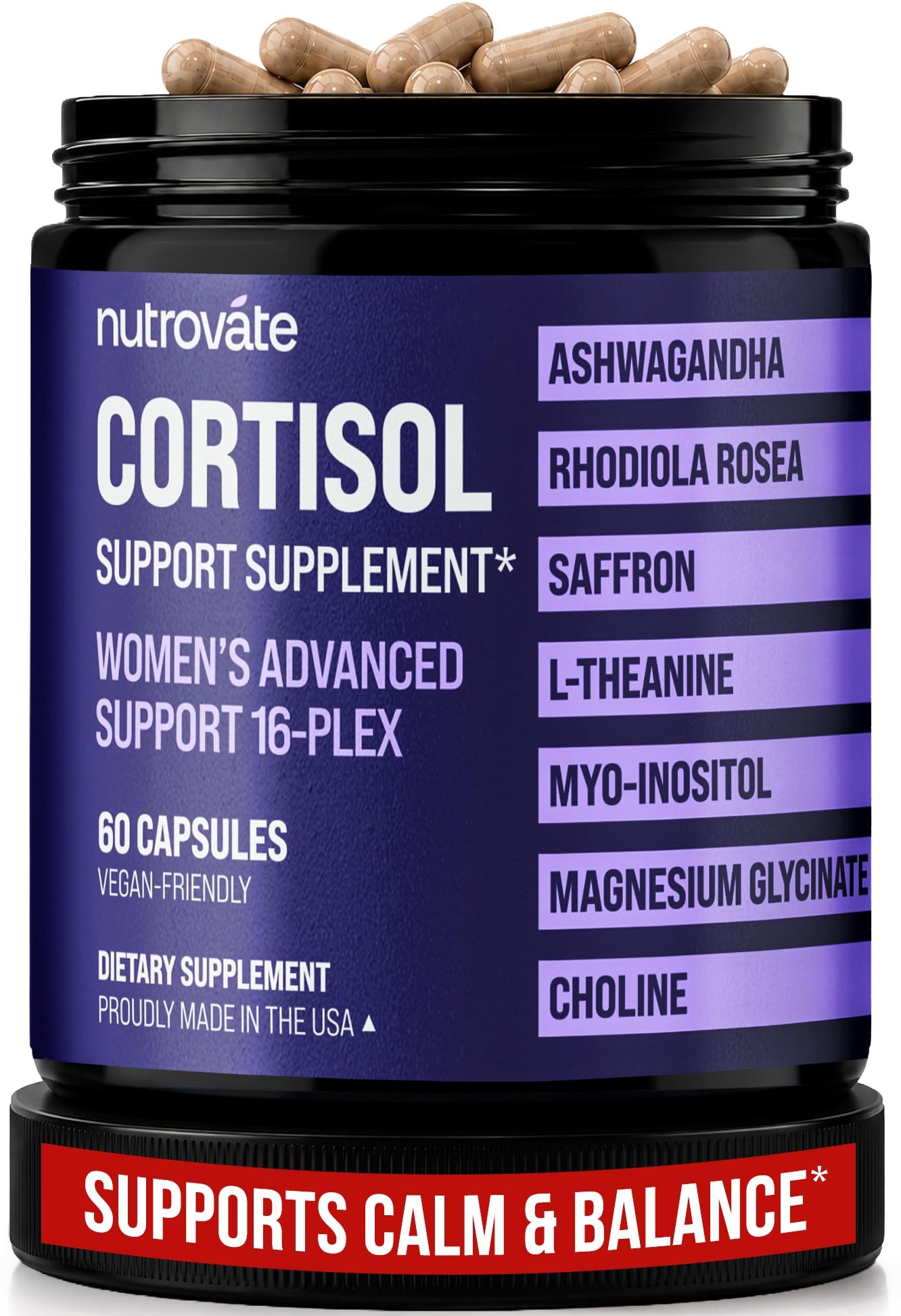 Cortisol Supplement for Women with Rhodiola Rosea, Ashwagandha, & Magnesium