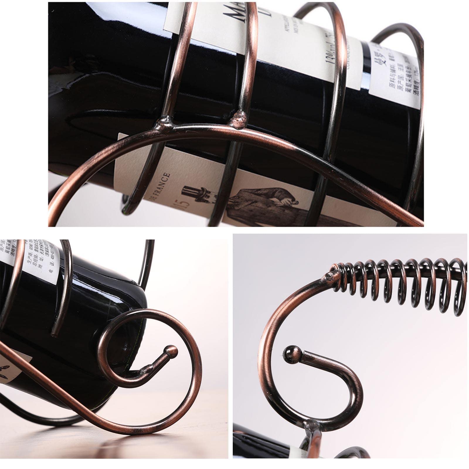 Botelleros Y Armarios Para Vino Botellero Madera Metal Dia De La Madre Regalo Madre Estante De Artesanía Estilo Europeo Adorno Hierro Forjado Base Sólida Fuerte Capacidad Carga (23x10x22cm,brown)