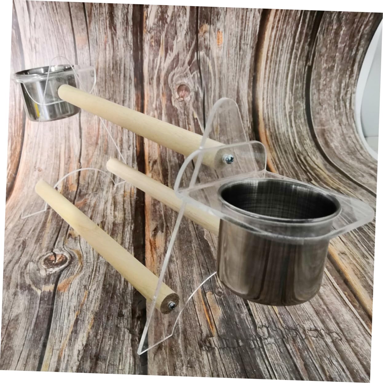 Hohopeti Accesorios para Loros Loro Suministros Percha De Acrílico Perca De Pájaro Tazón De Loro Alimentador De Aves Birdemia Percha De Pájaro Loro Juguetes Bambú Escritorio