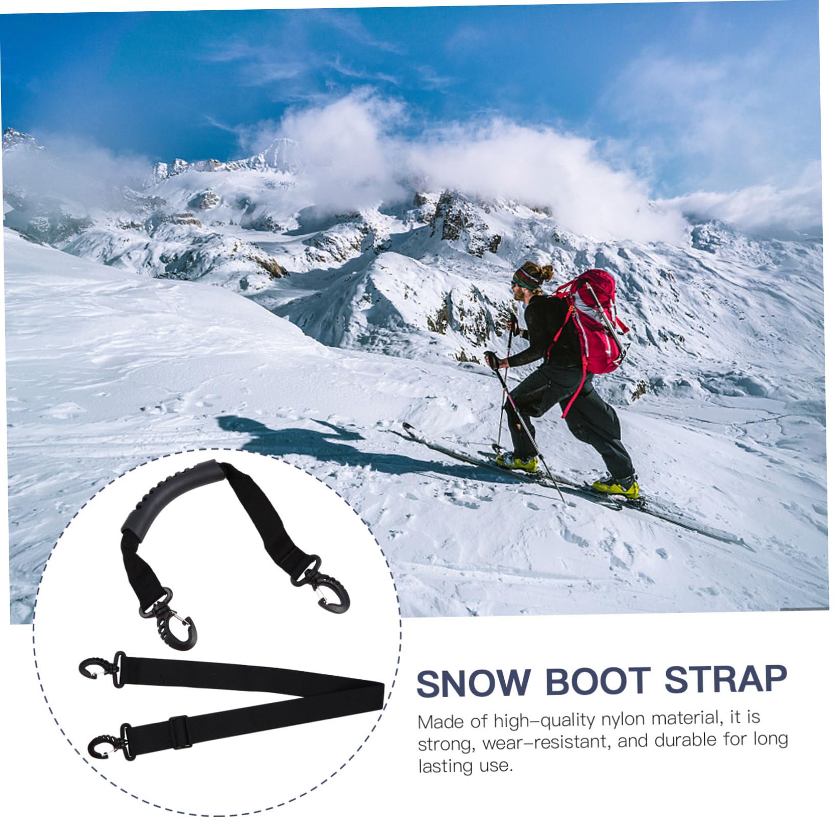 balacoo 2pcs Ski Boot Carrier Strap for Easy Transportation Durable Snowboard Boot Holder Comfortable Shoulder Sling for Adults and Boys and Girls for Skiing Adventures