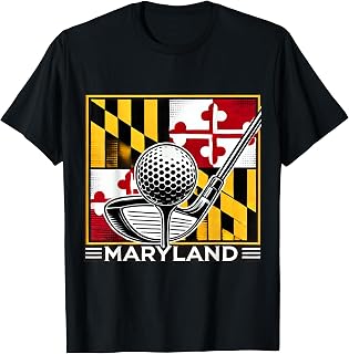 Maryland Golf Design with State Flag and Club Artwork T-Shirt