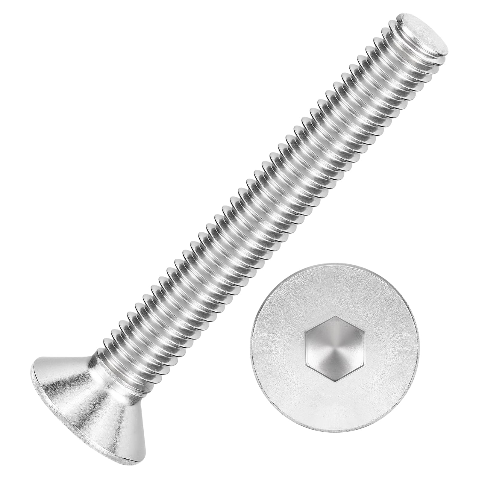 Kozelo 50Pcs Flat Head Socket Cap Screws - [M3-0.5 x 22], 304 Stainless Steel 18-8 Countersunk Bolts, Silver, for Automotive, Furniture Repair, Industrial Equipment & Temporary Fixes — image 1