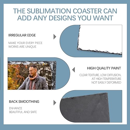 Miniatura 3 de Paquete de 6 marcos de fotos de pizarra de sublimación personalizados de piedra de transferencia de calor, placa de fotos de roca de 5.7 x 7.7