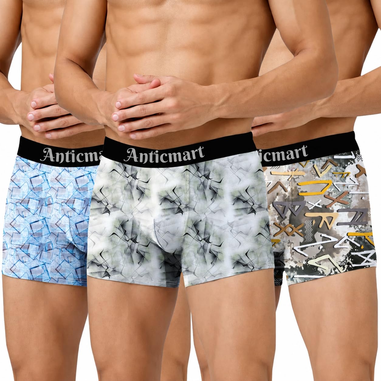 Men's Printed Boxer Briefs with Comfortable Waistband, Pack of 3-picture-17