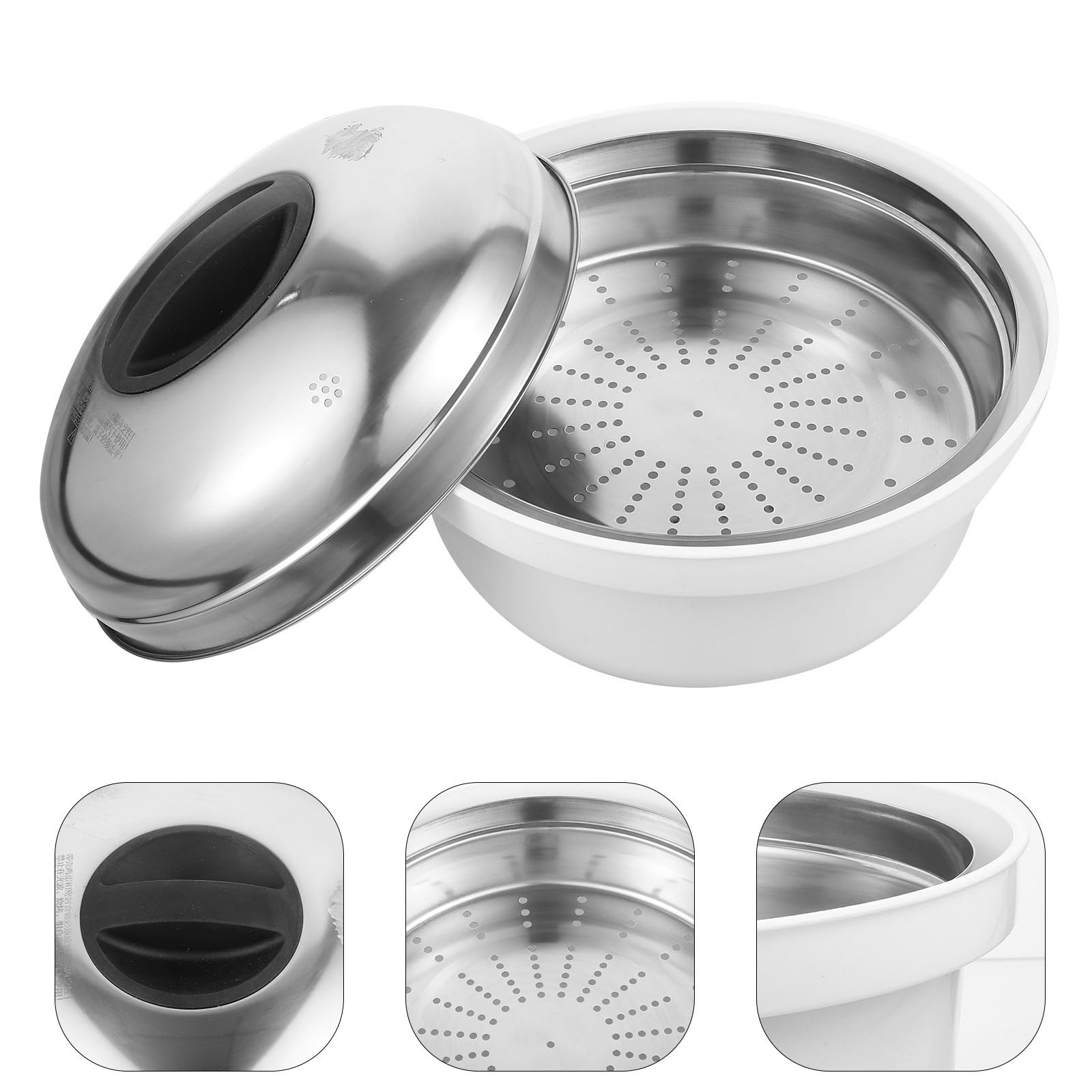 Didiseaon Vaporera y Versátil de Acero Inoxidable y Plástico para Microondas Fácil de Limpiar para Cocinar al Vapor Arroz, Verduras Casa
