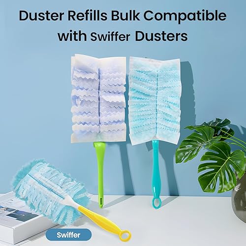 Miniatura 3 de Recambios de plumero a granel compatibles con Swiffer Dusters Swiffer Juego de limpiador de polvo de microfibra, 30 repuestos de plumero y 1 mango