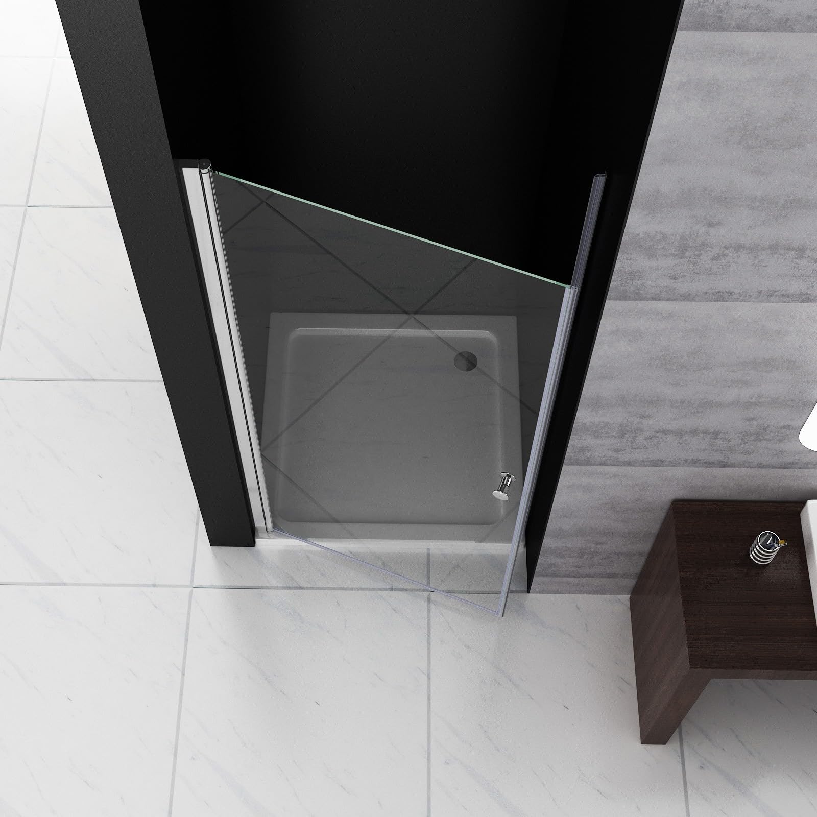 MIQU Nischentür 100 x 185 cm Duschabtrennung Duschwand für Dusche Pendeltür Schwingtür Duschtür aus 5mm NANO Sicherheitsglas ESG Rahmenlos duschtrennwand ohne Duschtasse