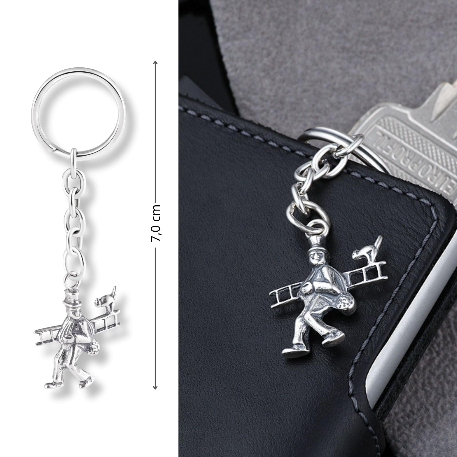 Herren Schlüsselanhänger Schornsteinfeger Glücksbringer Aus Sterlingsilber