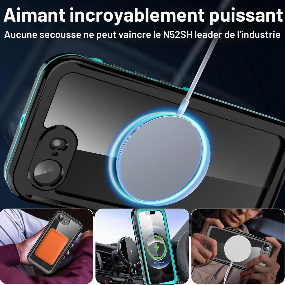 AICase Coque étanche pour iPhone 16e/iPhone 17e, MagSafe, résistante à la Neige et à la poussière, certifiée IP68, Protection 360°, pour iPhone 16e 2025/iPhone 17e 2026 de 6,1"