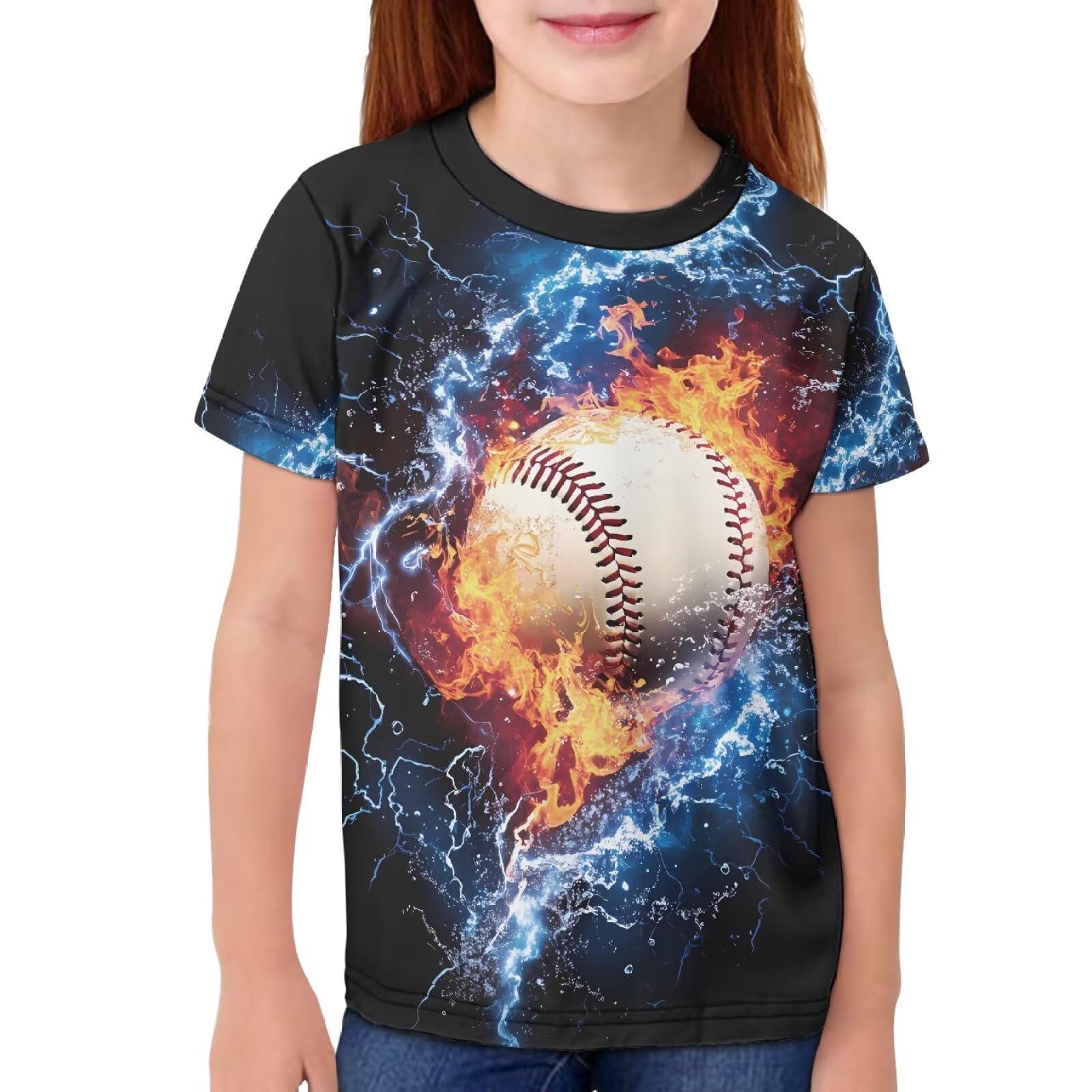 JEOCODY Boys Girls Graphic Tees Funny 3D Printed Short Sleeve T-Shirts 3-16T