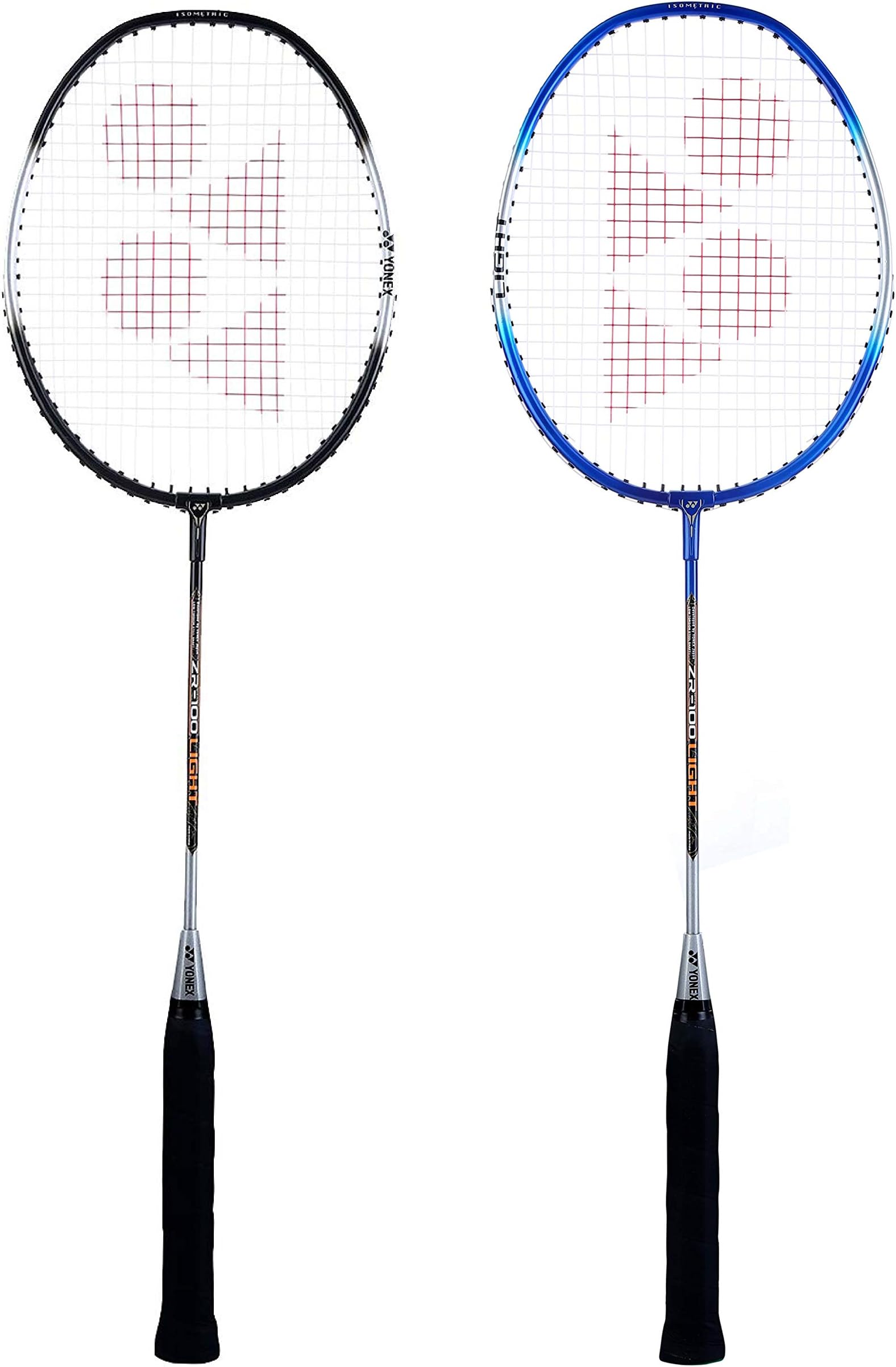ZR 100 Light Aluminium Badminton Racquet with Full Cover (Black & Blue, Made in India) Set of 2