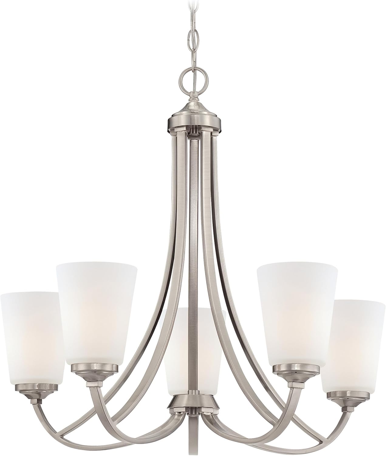 Minka Lavery 4965-84 Overland Park Chandelier, 5-Light, 500 Total Watts, 26-in H x 25-in W, Brushed Nickel
