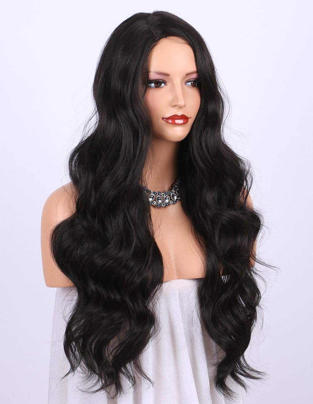 Elegant Hairs Long Layered Human Hair Wig for Women with Heat Resistant(size 26,Black)