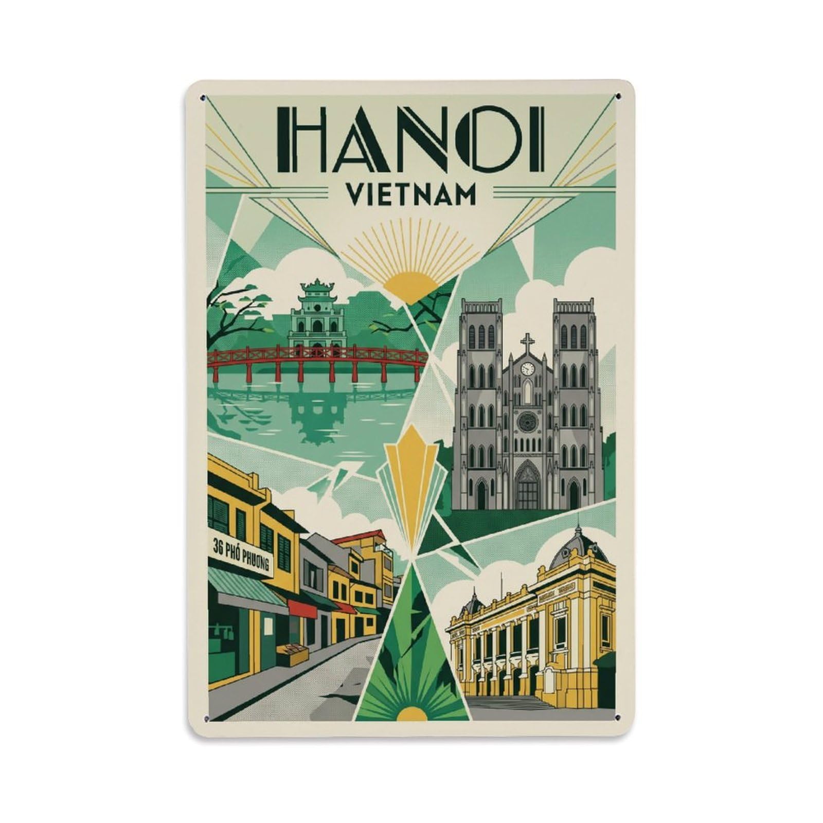 Metal Tin Sign Vintage Travel Vietnam Hanoi